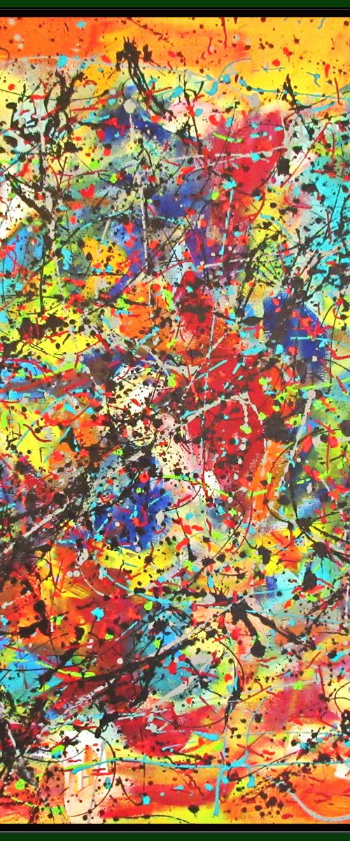 CELEBRATING COLOURS,  J. POLLOCK MODE, XL,  framed by Tomaž Gorjanc - Tomo