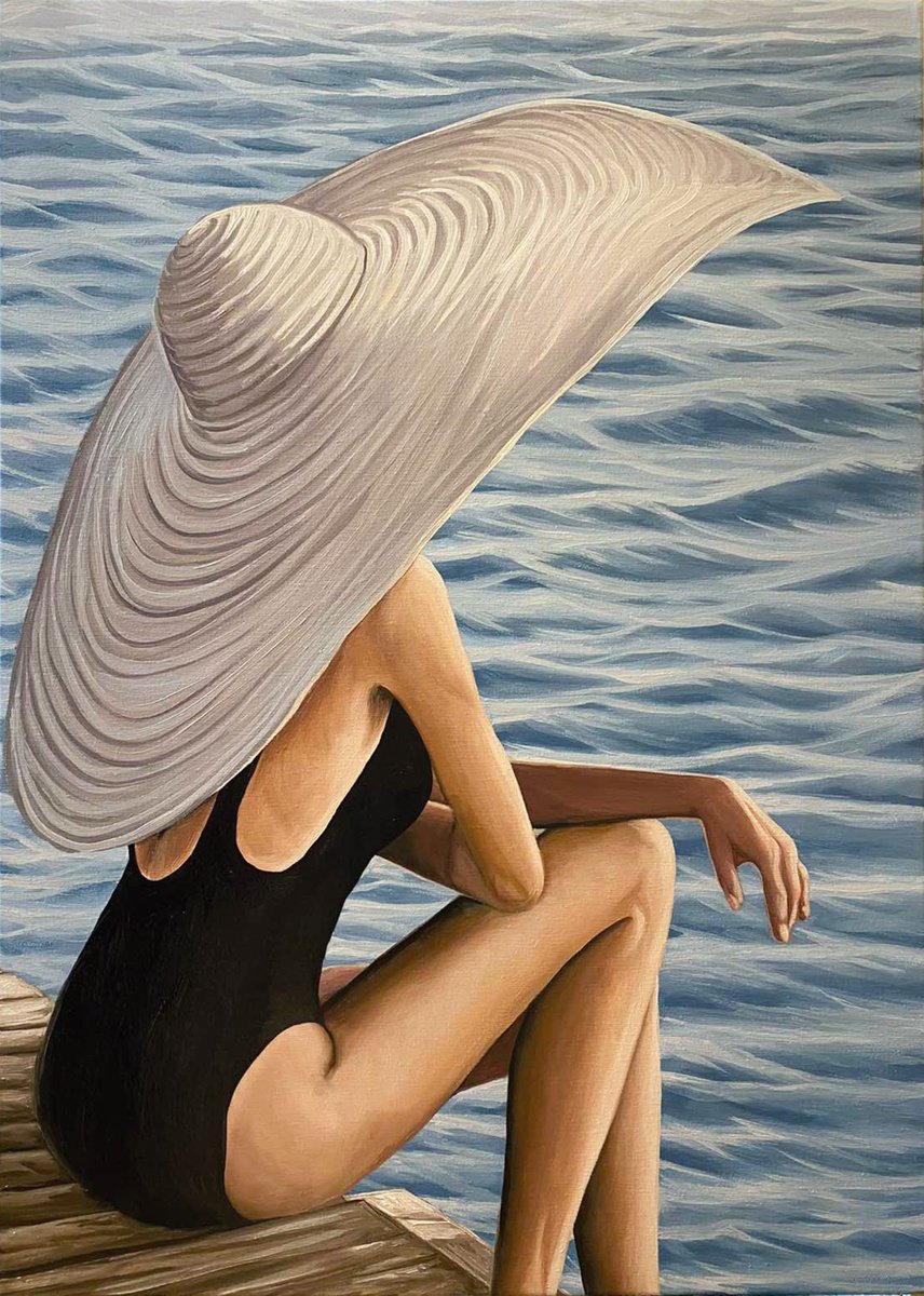 Impressionistic Portrait Oil Painting By Elena Adele Dmitrenko, 20 X 28, Pleasant Moment, Original Artwork