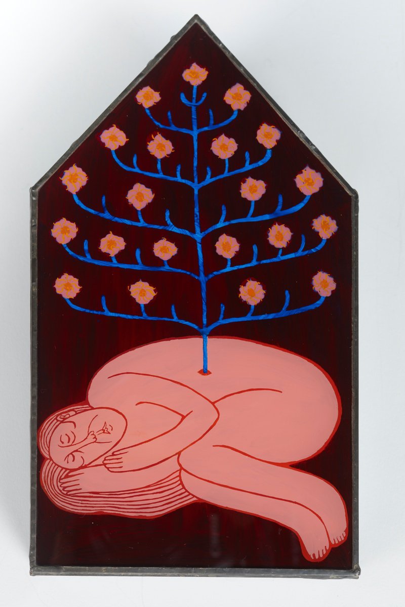 Naive Portrait Oil Painting By Katya Timoshenko, 4 X 7", Growth, Original Artwork