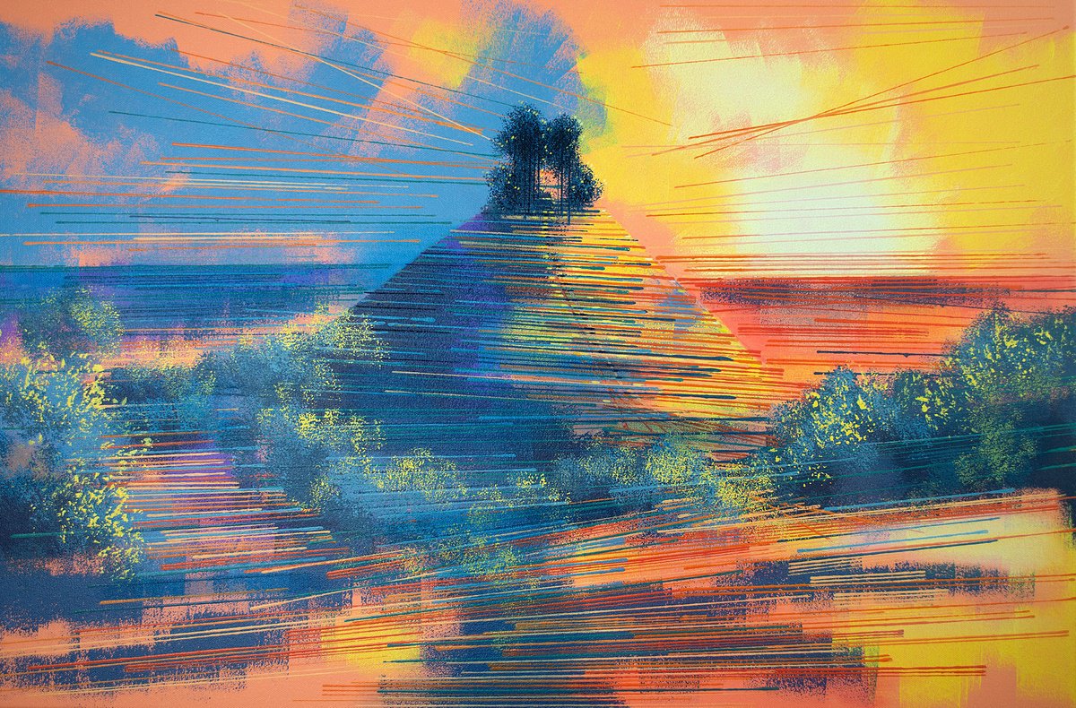 Impressionistic Landscape Acrylic Painting By Marc Todd, 30 X 20", Colmer