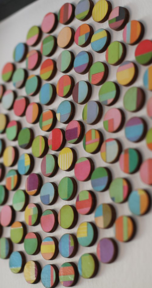 Circle of paper collage dots by Amelia Coward