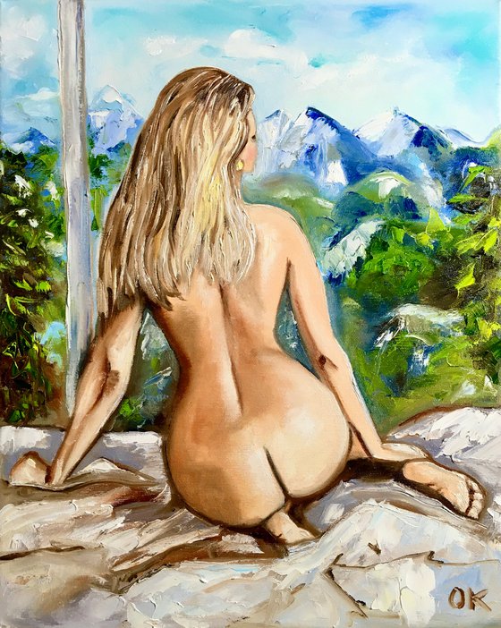 Wild nature. Nude, mountains, view from my window.