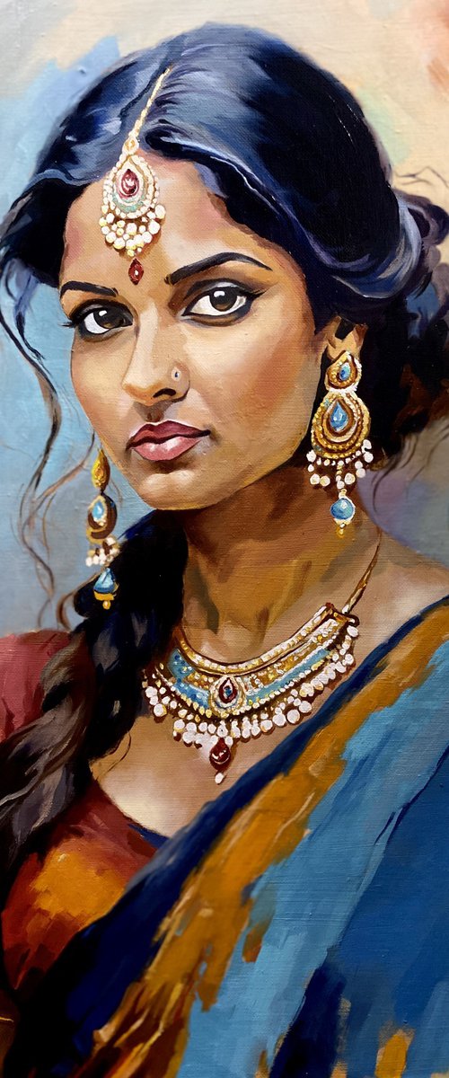 Indian woman portrait by Elvira Sultanova