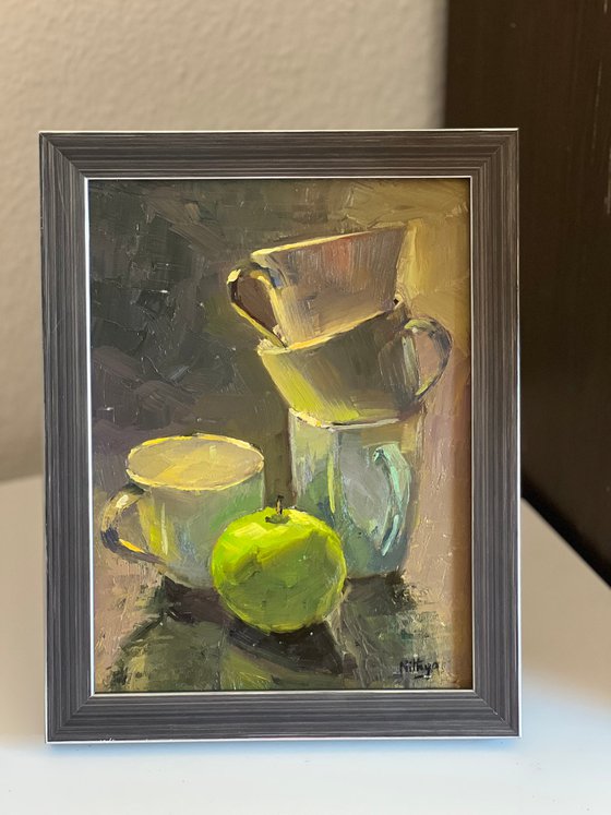 An Apple a Day Series - 25 - Vibrant oil painting kitchen decor