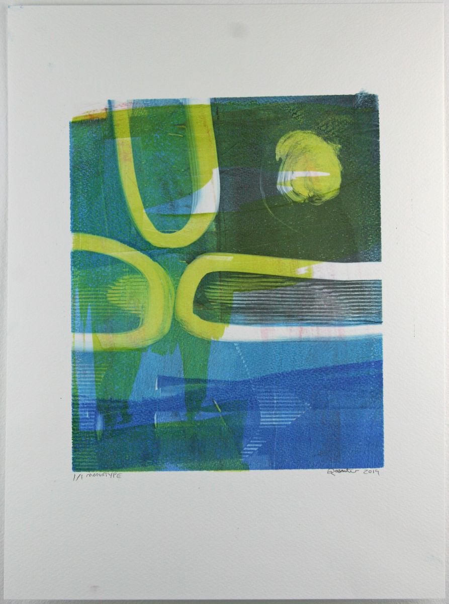 Convergence - Unframed A3 Original Signed Monotype by Dawn Rossiter