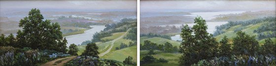 Diptych "ABOVE THE RIVER"