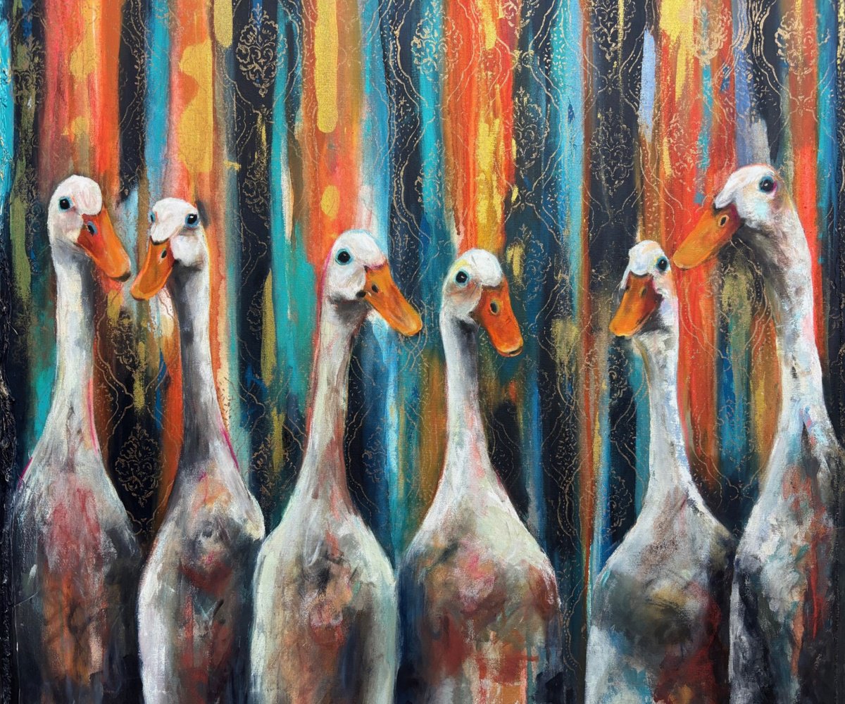 Expressive Animal Painting By Charlotte Gerrard, 47 X 39, The Return Of Beaky Blinders, Original Artwork