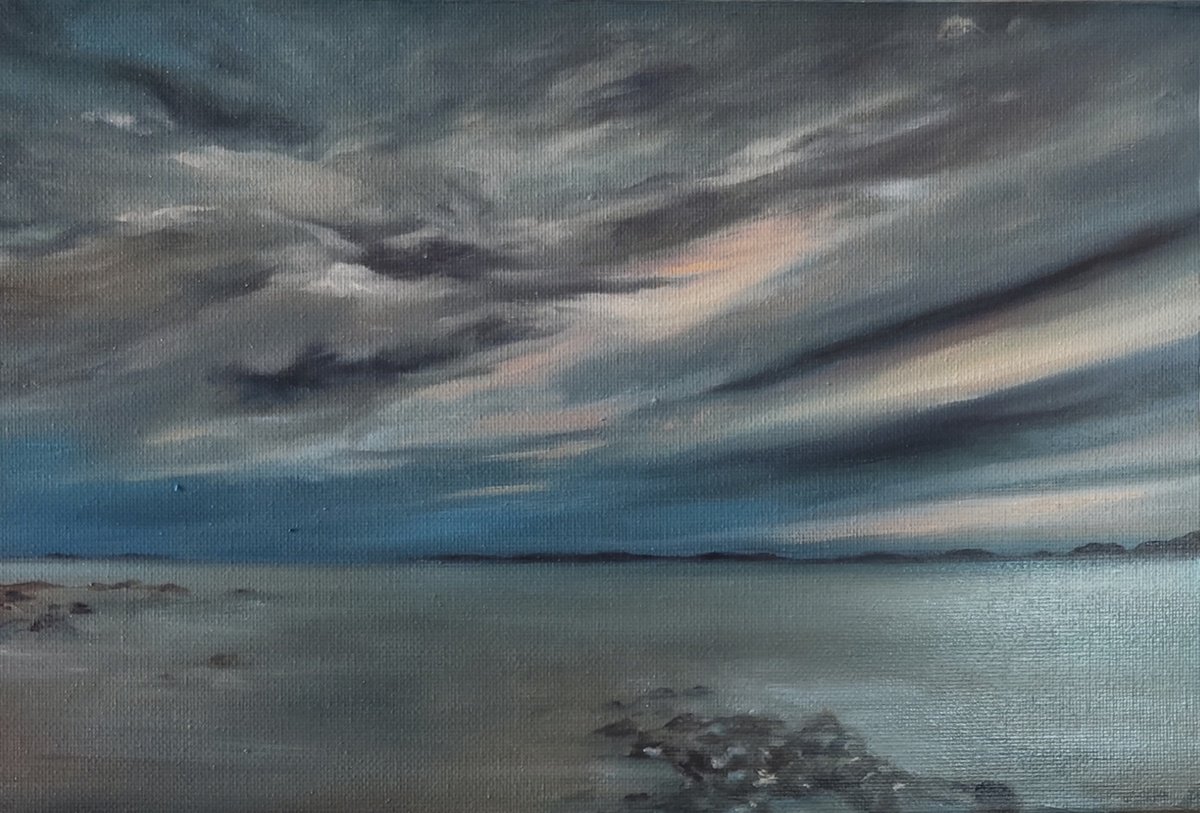 Impressionistic Landscape Oil Painting By Veronica Ciccarese, 12 X 8", An Afternoon At The Seaside, Original Artwork