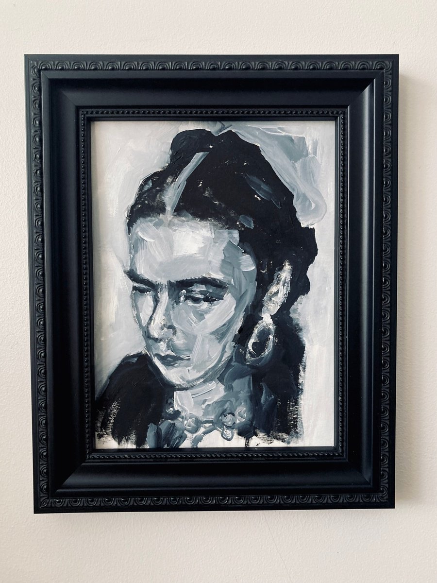 Expressive Portrait Oil Painting By Sarah Bale, 8 X 10", Frida Kahlo Portrait, Original Artwork