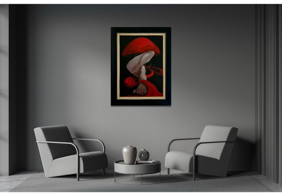 Nude in a red hat