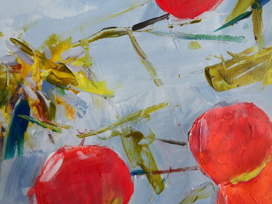 Apples Painting Acrylic Art Fruit Original Red Modern Art Decor