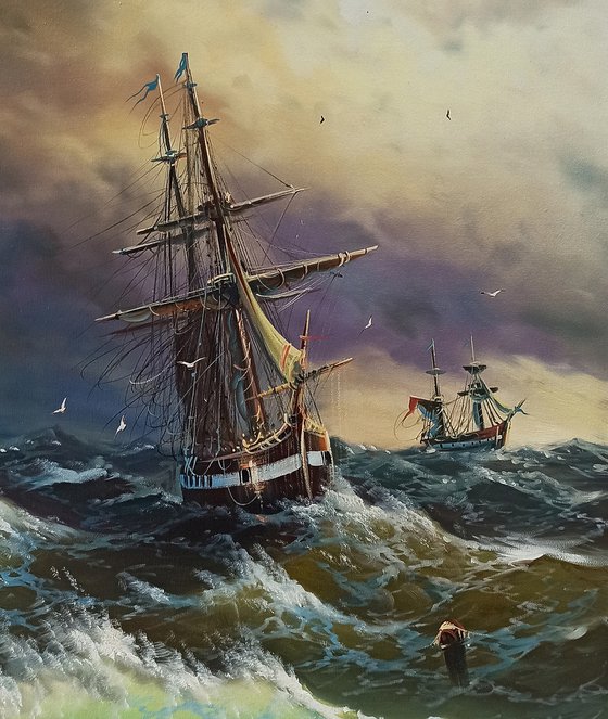 Restless sea -3 (60x90cm, oil painting)