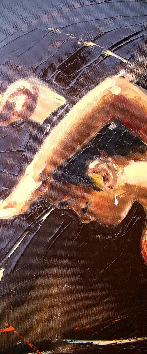 " FLAMENCO DANCER " - PALETTE KNIFE, ORIGINAL OIL PAINTING (2015) christmas by Monika Luniak