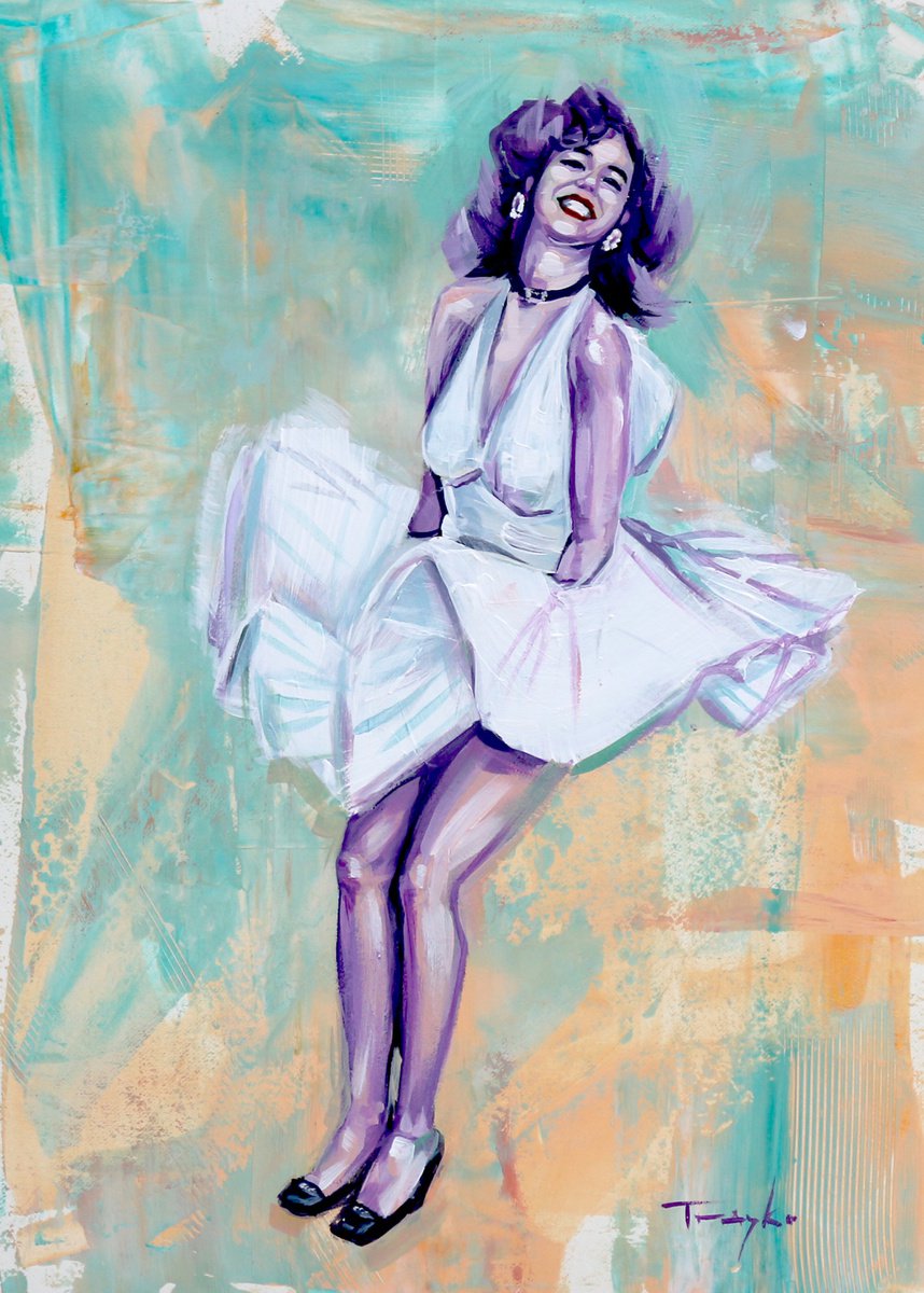 Impressionistic Portrait Acrylic Painting By Trayko Popov, 11 X 15", Movie. Aktress, Original Artwork