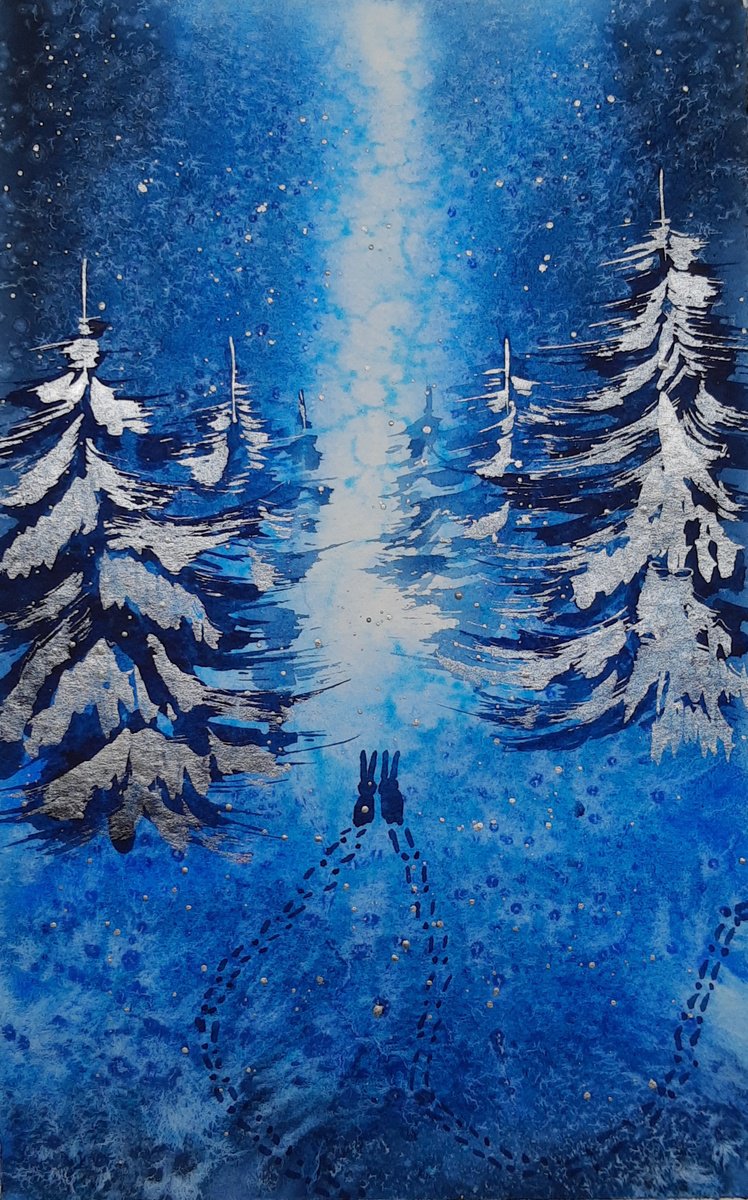 Animal Watercolour By Yuliia Sharapova, 6 X 9", Christmas New Year Set Of 4, Original Artwork