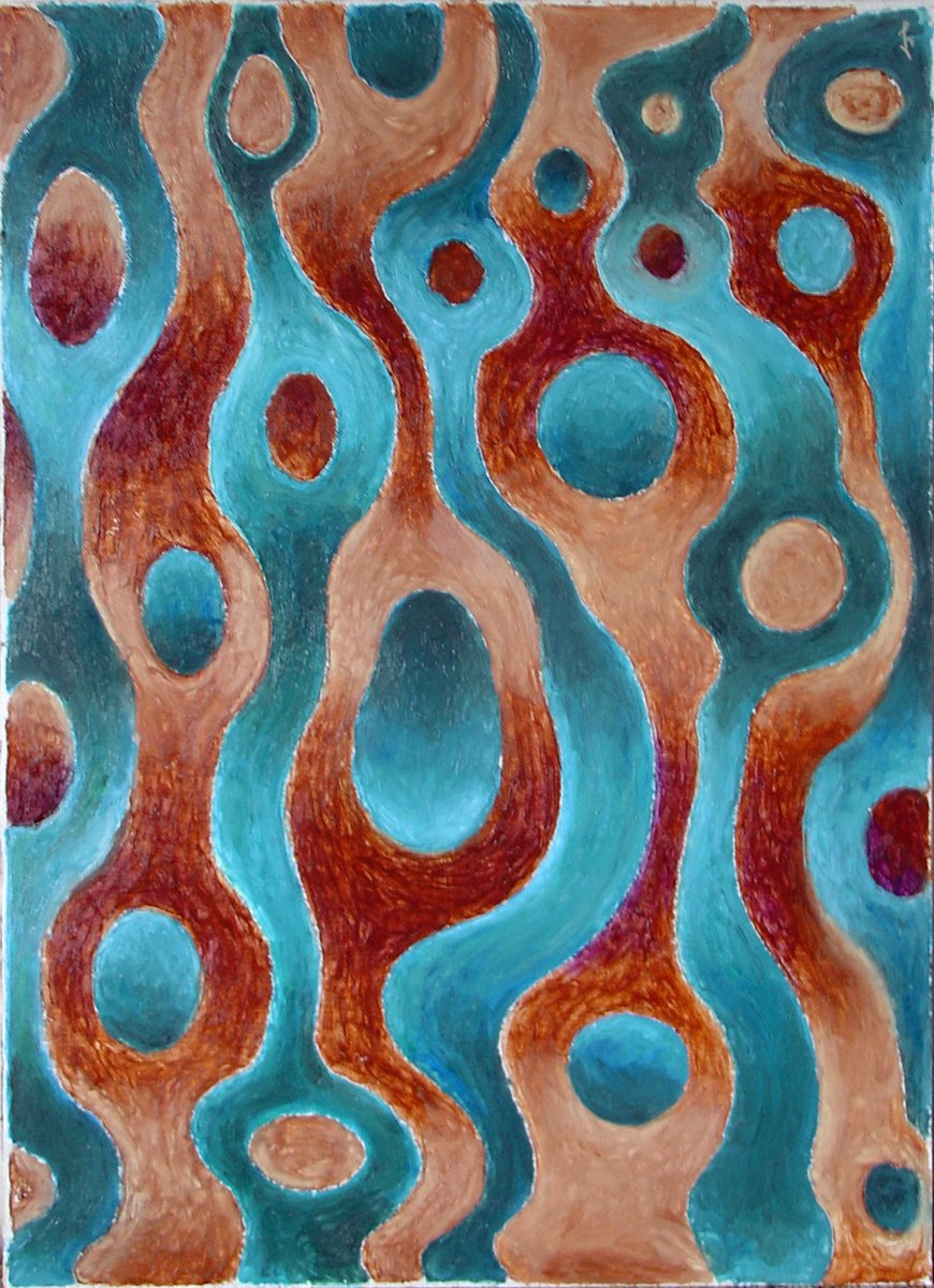 Surrealistic Abstract Oil Painting By Lia Chechelashvili, 15 X 20", Composition 15, Original Artwork