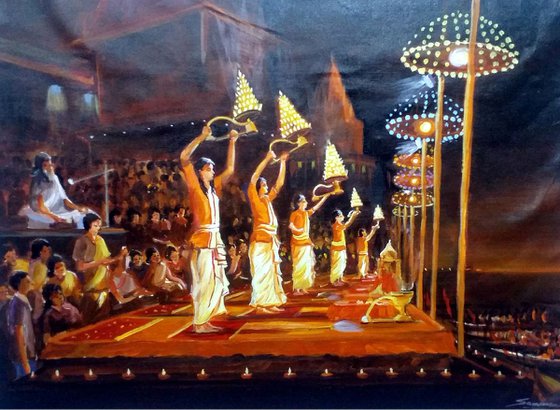 Ganga Arati at Varansi Ghat Night