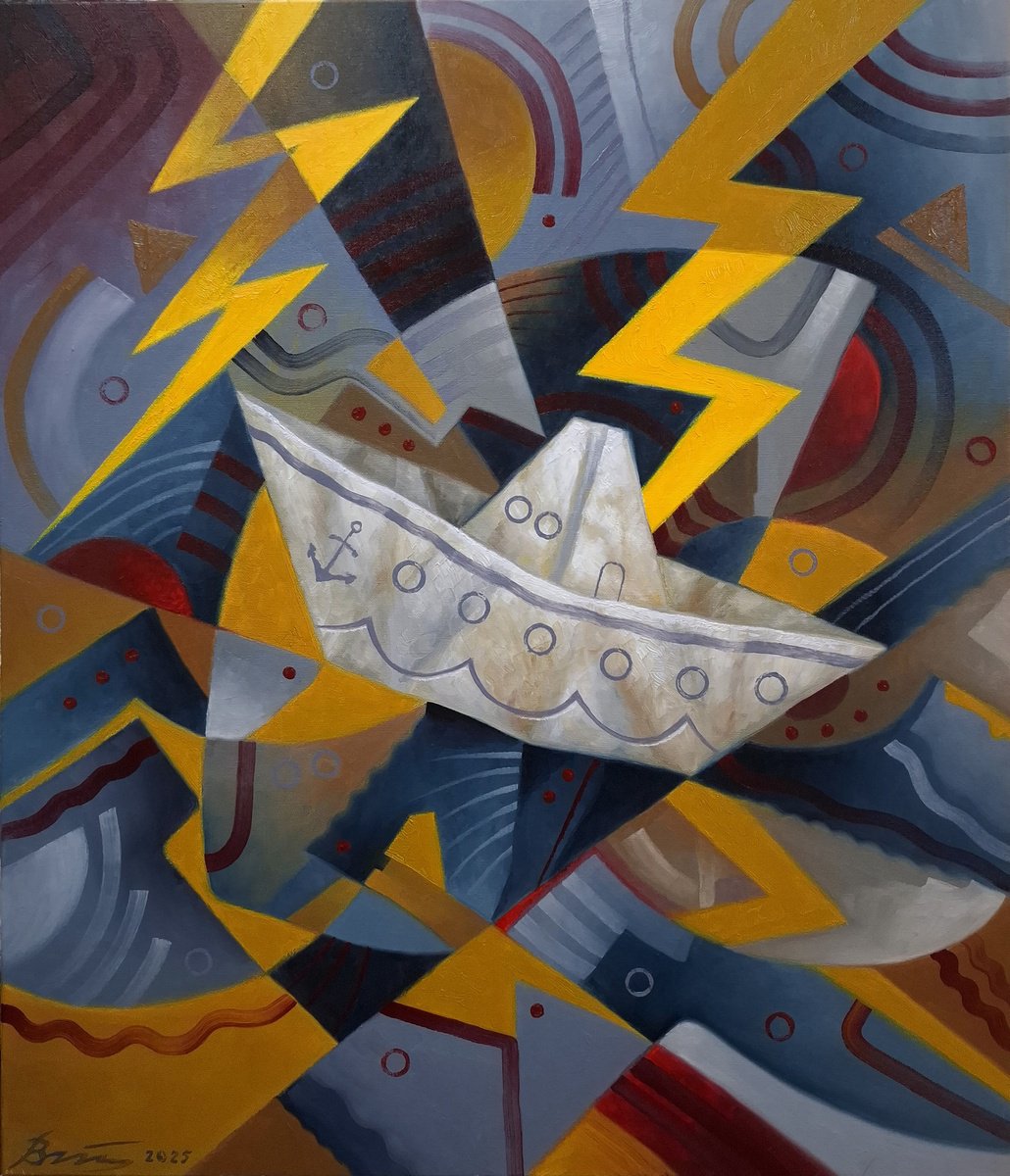 Abstract Oil Painting By Serhii Voichenko, 24 X 27", In A Storm, Original Artwork