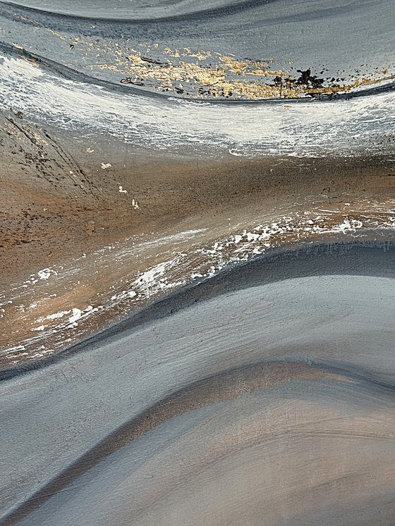 Interwoven Currents. Neutral Beige Grey Gold