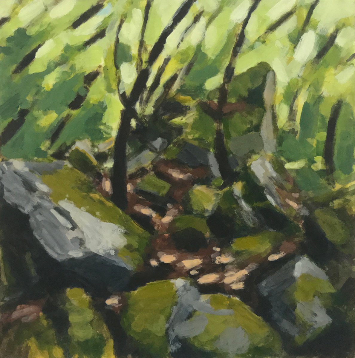 Impressionistic Landscape Acrylic Painting By Hugo Lines, 12 X 12, Borgo Pignano - Tuscany No20, Original Artwork