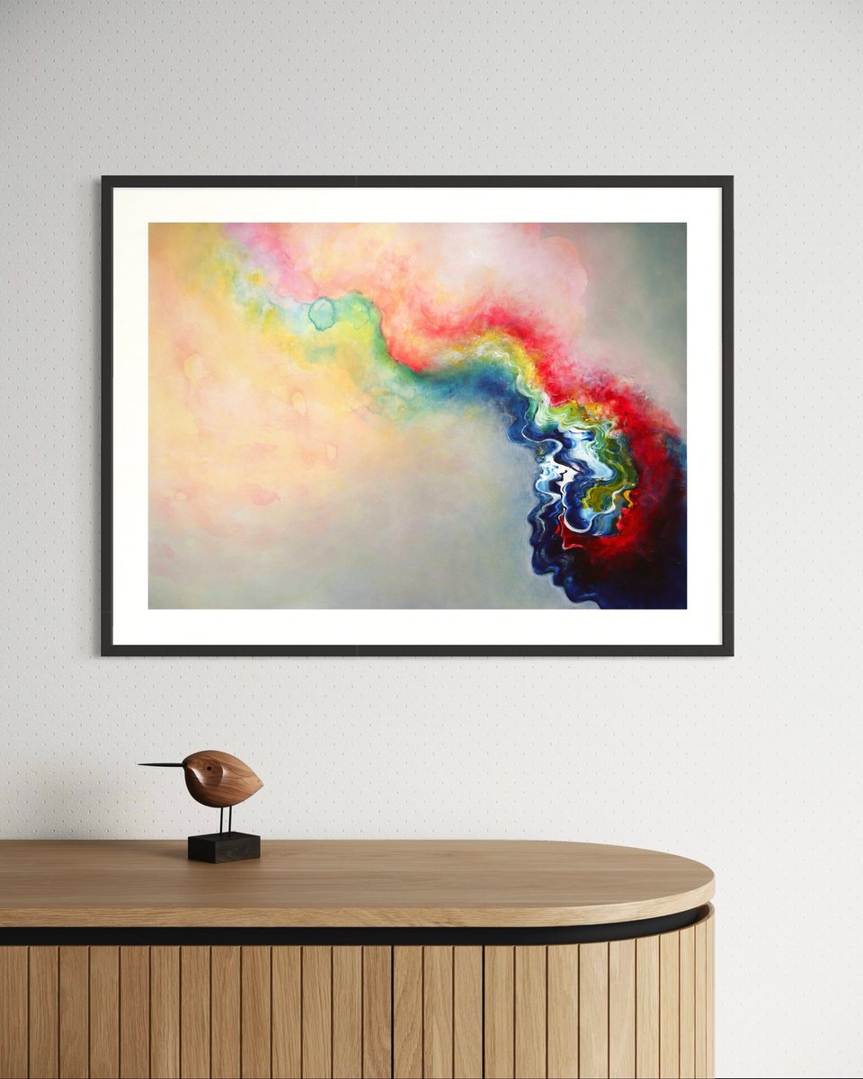 Abstract Acrylic Painting By Tam Chianta, 28 X 20", A Breath Of Fresh Air, Original Artwork