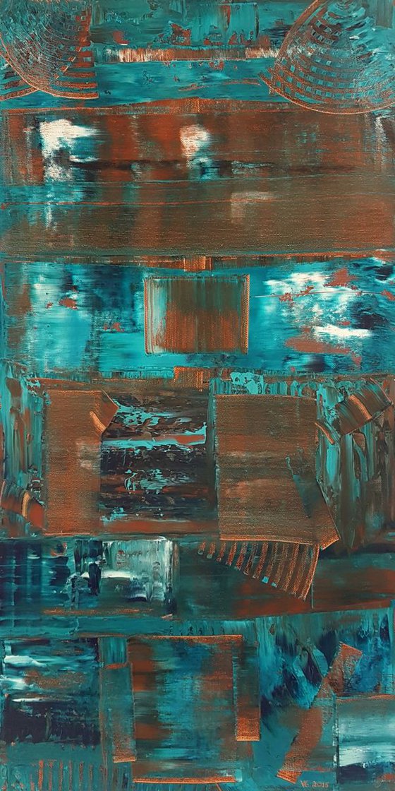 "Oxidation of copper" Abstract Oil Painting