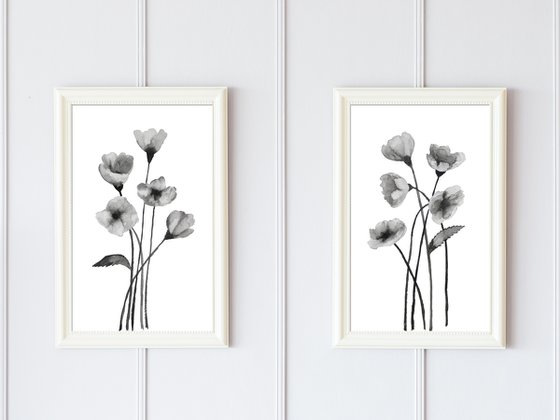 Flowers Ink Painting - Set of 2