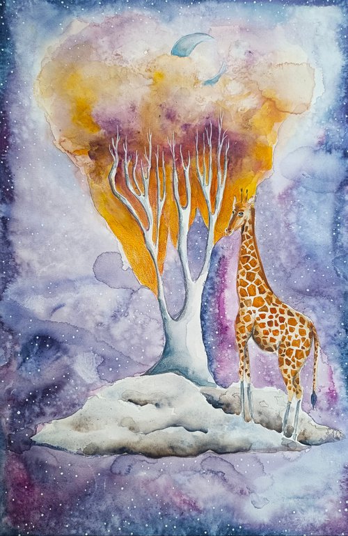 Night Sky With Giraffe by Evgenia Smirnova
