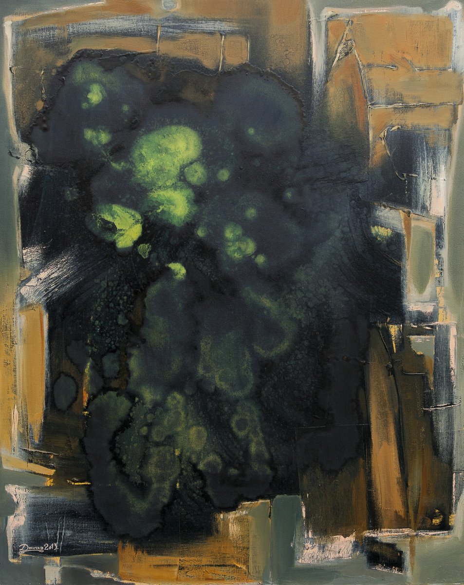 Organic Abstract Oil Painting By Mykola Dzhychka, 33 X 41", In The Forest Of Modernity 1, Original Artwork