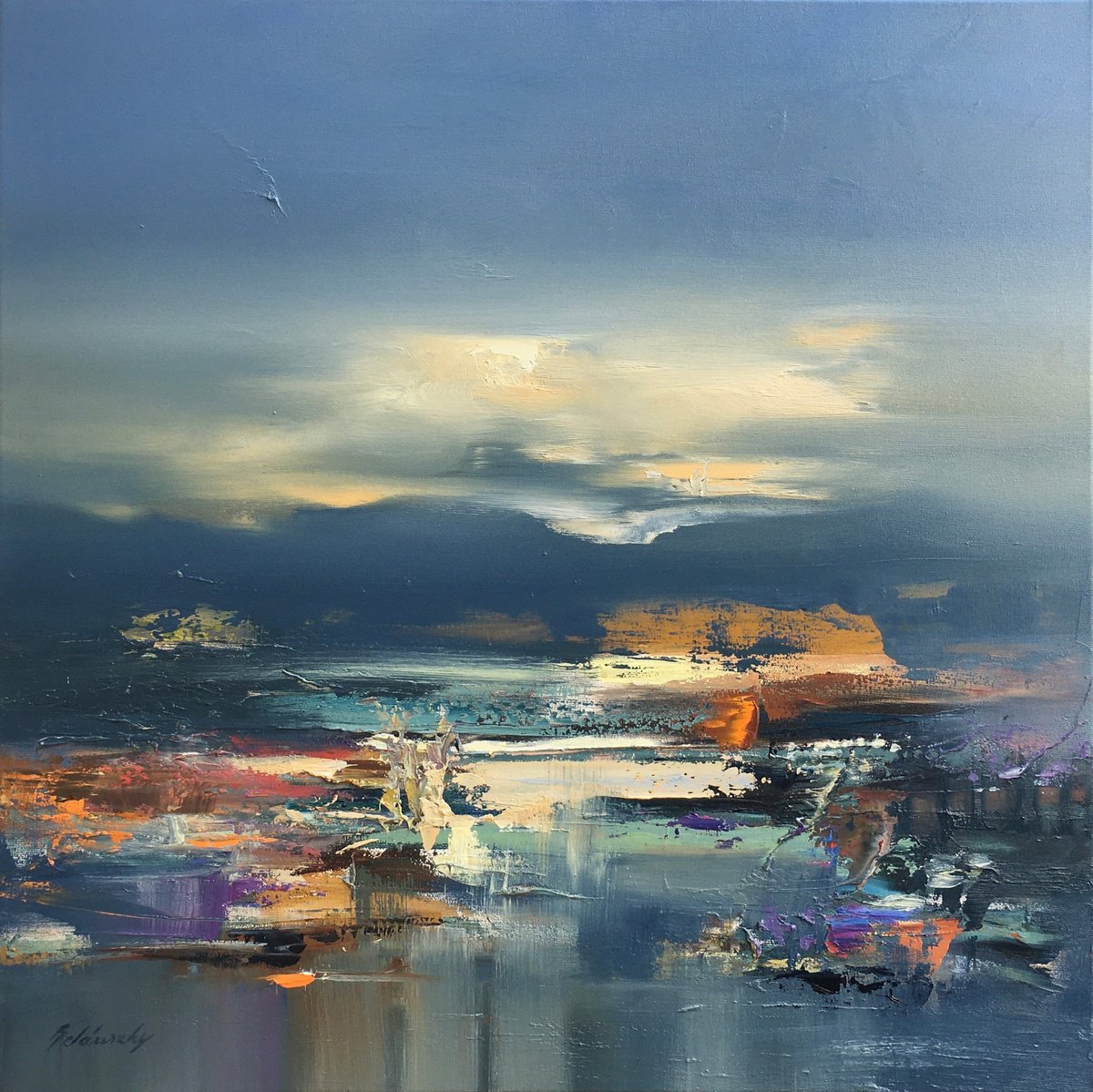 Impressionistic Landscape Oil Painting By Beata Belanszky Demko, 24 X 24, Switzerland, Original Artwork