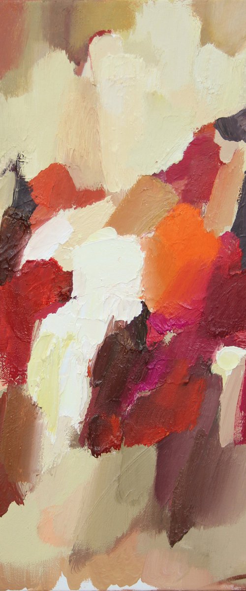 MOMENT1/ Red abstract oil painting by Ana Saut