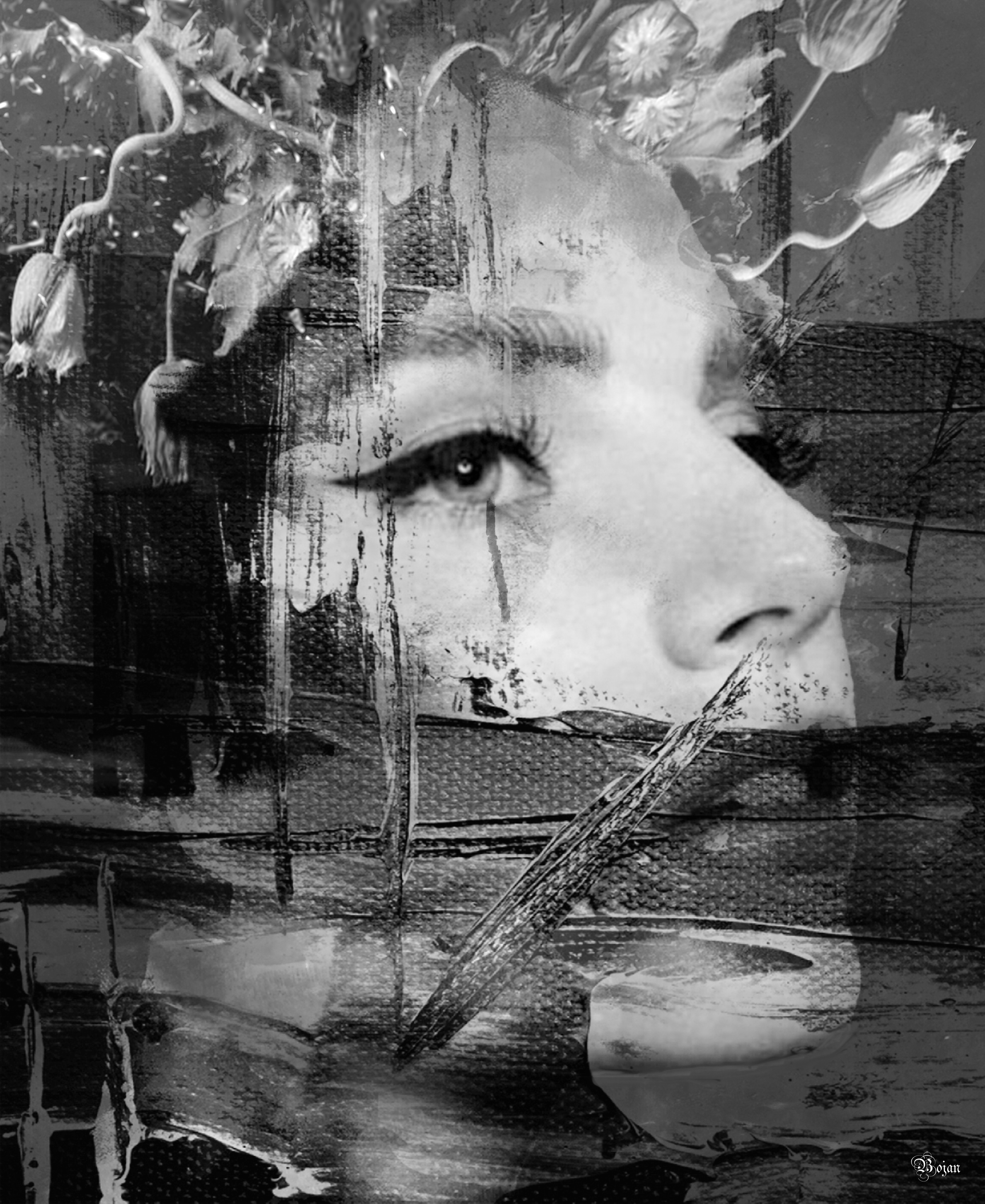 Illustrative Portrait Photograph By Bojan Jevtic, 35 X 43, So Far Away, Original Artwork