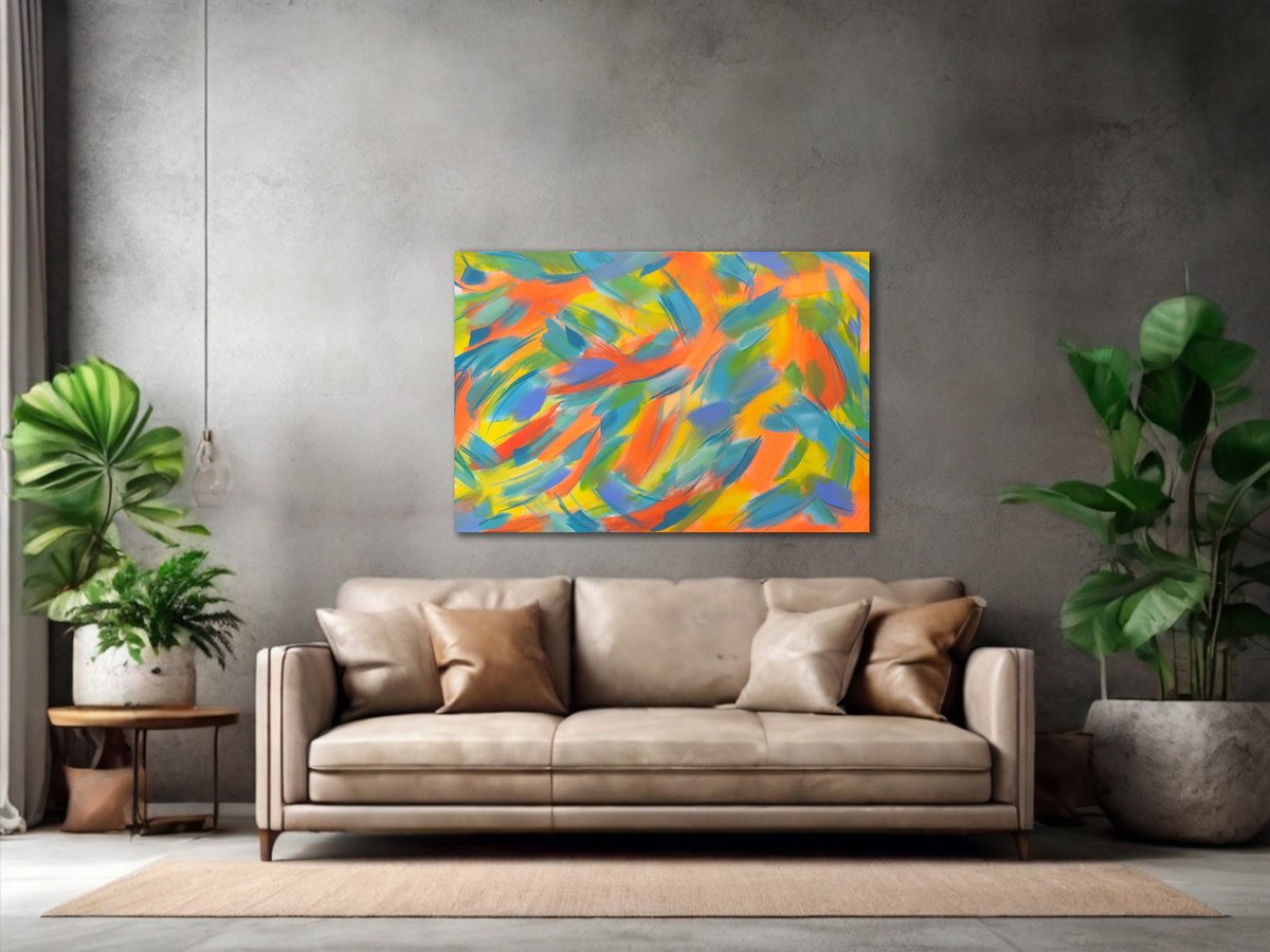 Organic Abstract Acrylic Painting By Paul Baaske, 36 X 24", Vivid Thrill, Original Artwork