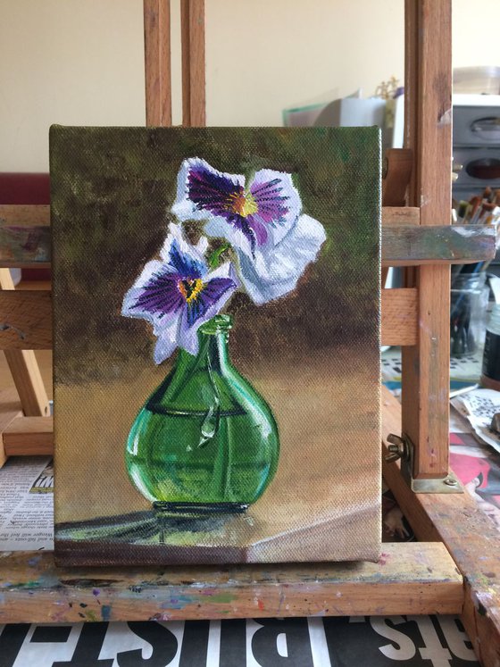 Pansies in vase