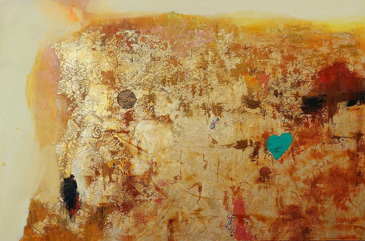 Expressive Abstract Acrylic Painting By Anna Silabrama, 59 X 39, - ?Promise - ?, Original Artwork