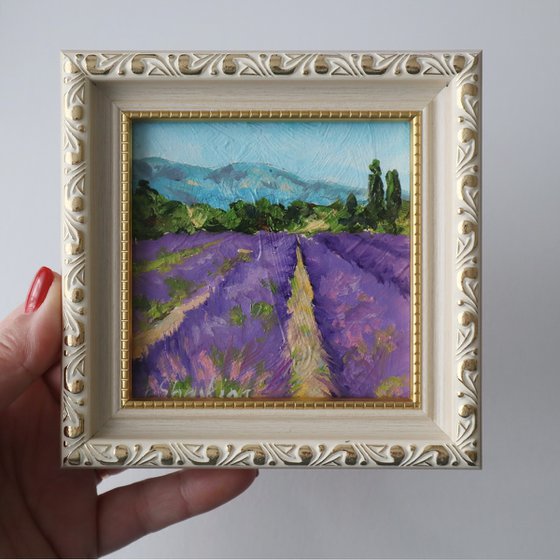 Mountain and Lavender Field