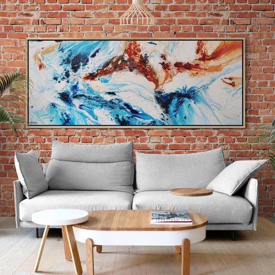 Rock and Ice 200cm x 80cm Textured Abstract Art