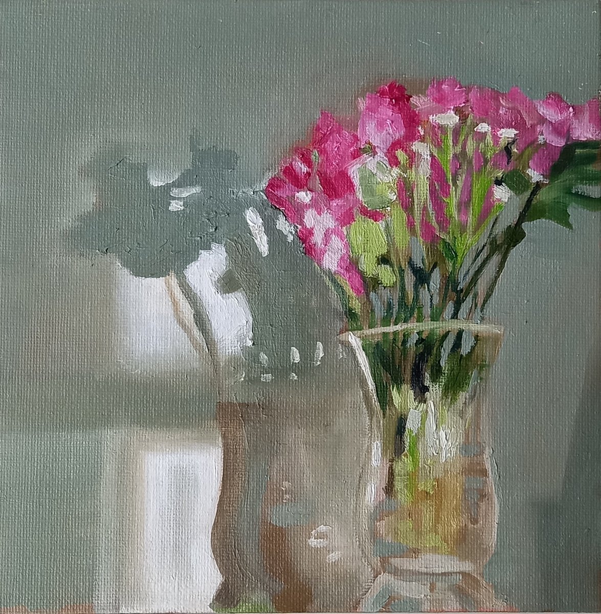 Botanical Oil Painting By Lisa Punter, 8 X 8", Shadow Play, Original Artwork