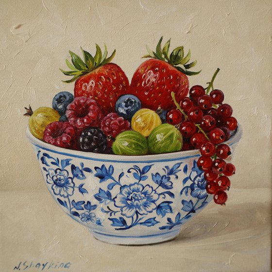 Summer Berries in Blue Bowl