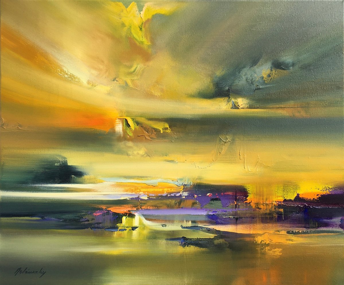 Impressionistic Landscape Oil Painting By Beata Belanszky Demko, 24 X 20, Eternal Light, Original Artwork