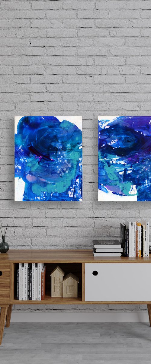 Celestial Energy  - 2 Abstract Paintings by Kathy Morton Stanion by Kathy Morton Stanion