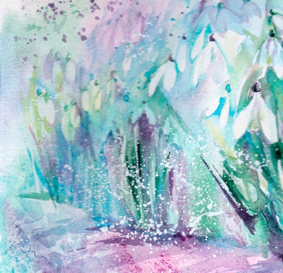 Snowdrop painting, Commission, Commissioned art, Spring, Floral artwork, Original watercolour, watercolor