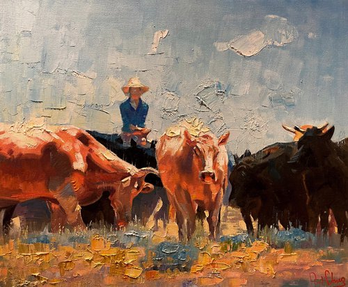 Cowboy and His Cattles by Paul Cheng