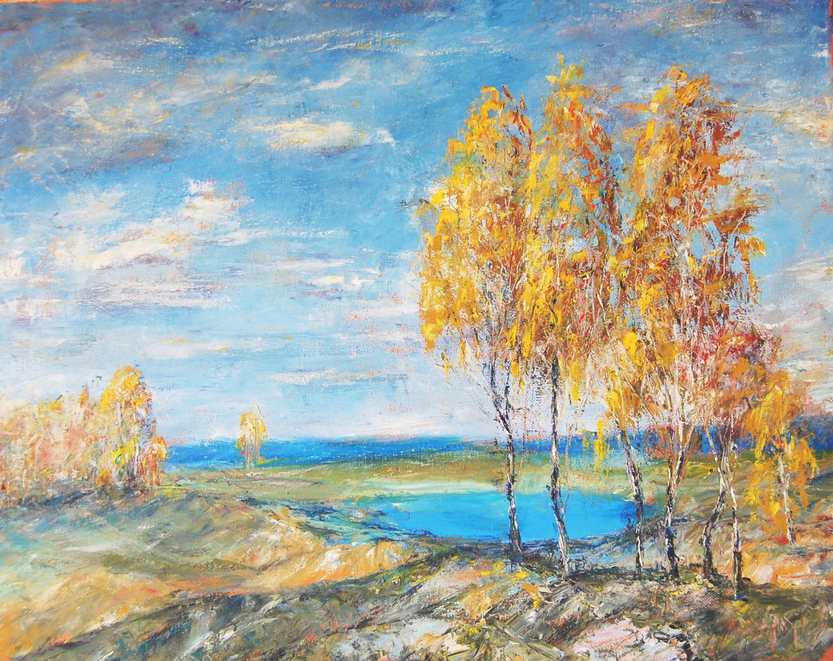 Birch trees in gold by Mikhail Nikitsenka