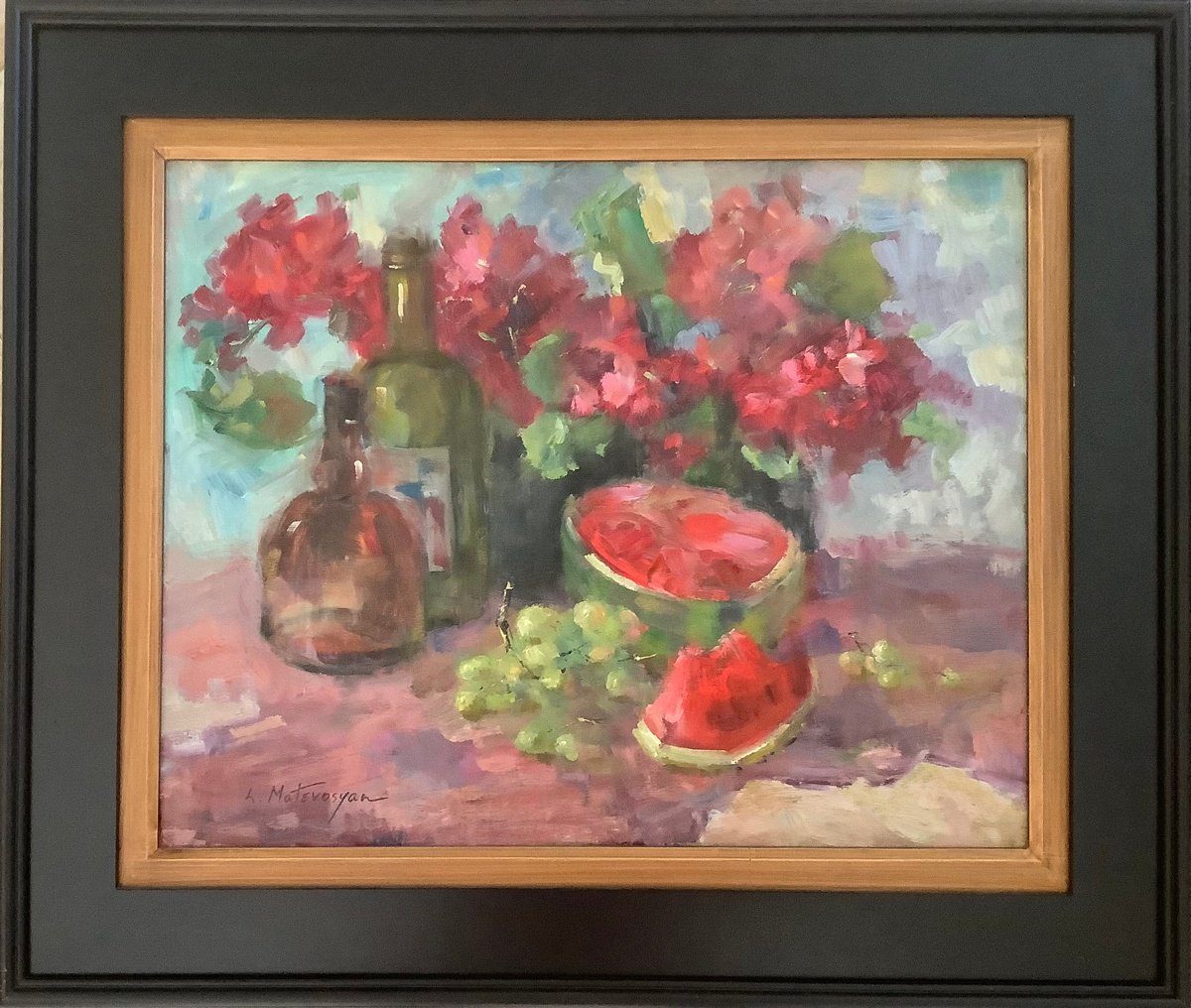 Impressionistic Still Life Oil Painting By Lia Matevosyan Haselton, 27 X 23", Splendid Summer, Original Artwork