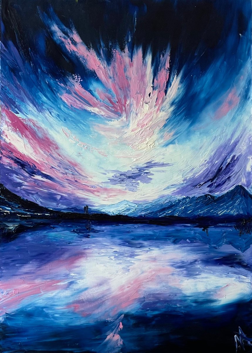 Expressive Landscape Oil Painting By Anastasiia Novitskaya, 20 X 28, Mountain, Original Artwork