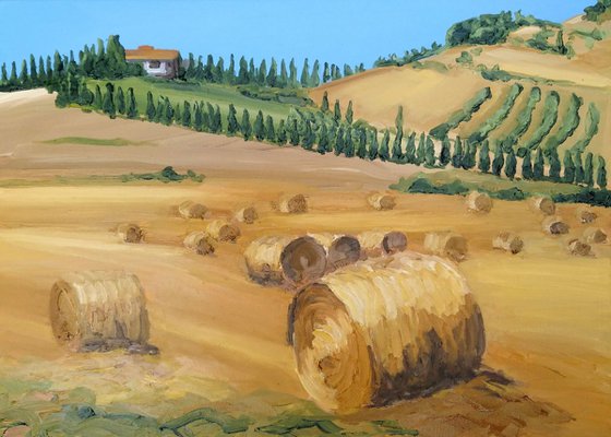 Tuscany , Hay bales