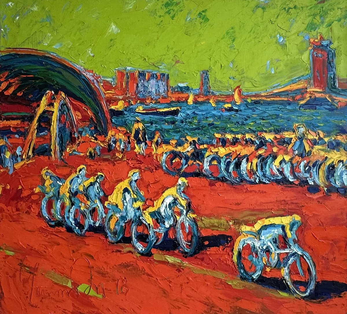 Impressionistic Landscape Oil Painting By Andrii Chebotaru, 39 X 35, Vibrant Amsterdam, Original Artwork