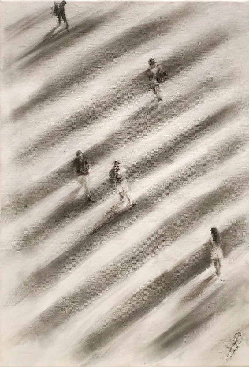 Expressive Portrait Charcoal Drawing By Sbboursot, 15 X 22", The Meet 9, Original Artwork