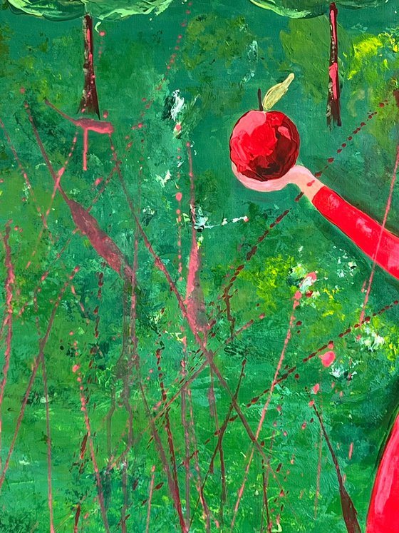 Woman with Apple Painting